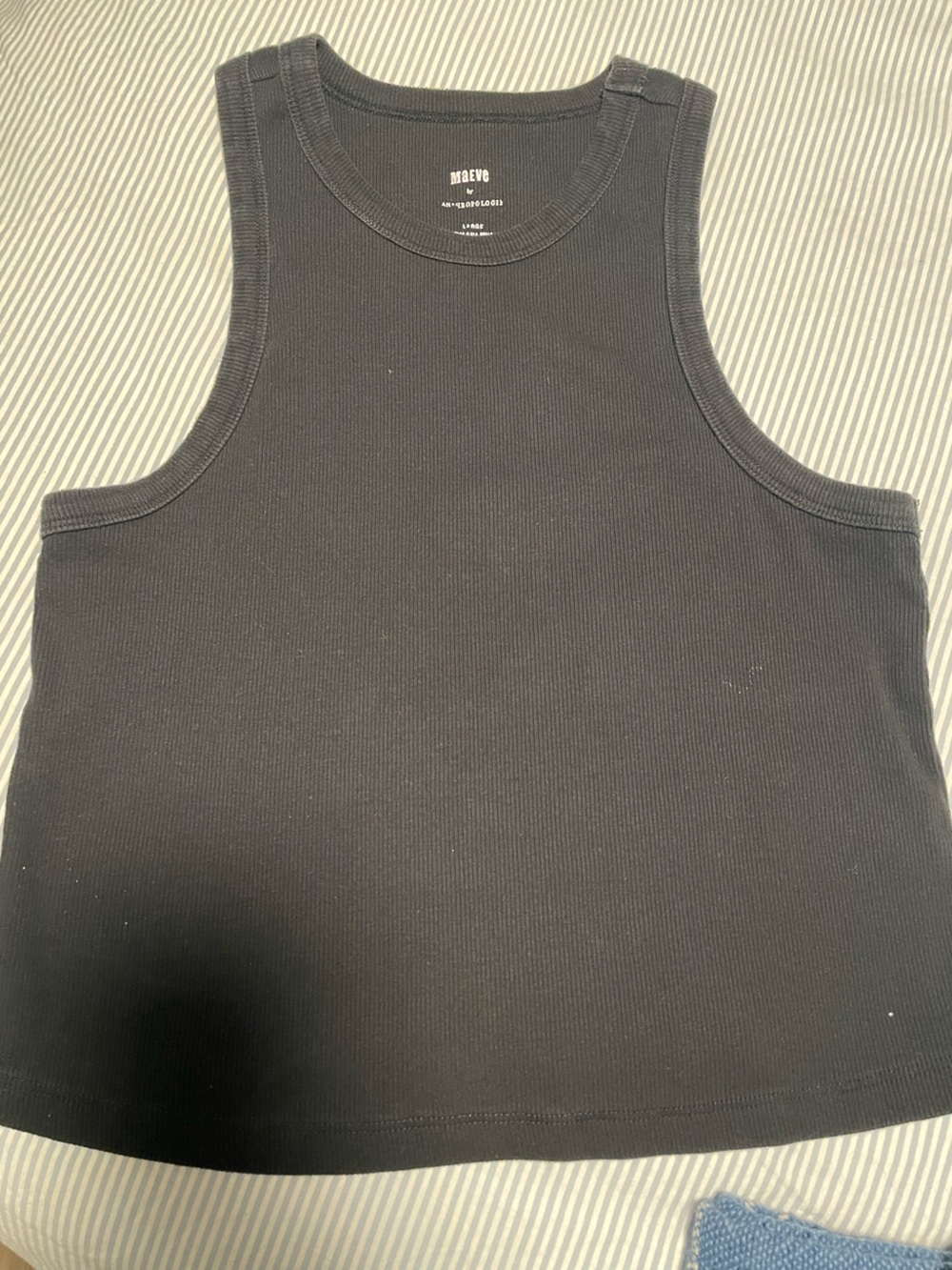 Anthropologie Black Ribbed Cropped Tank Top